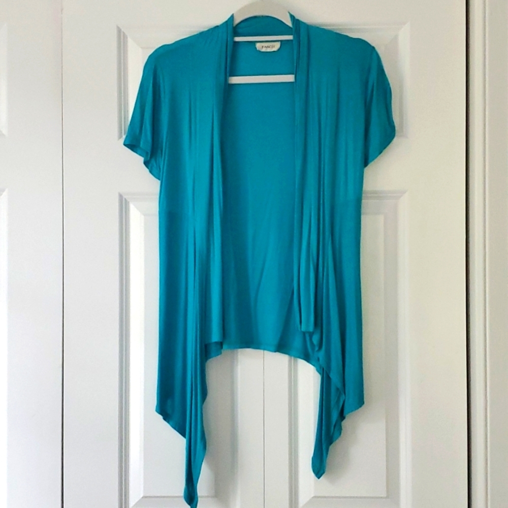 Fiancee Teal Short Sleeved Flowy Cardigan M